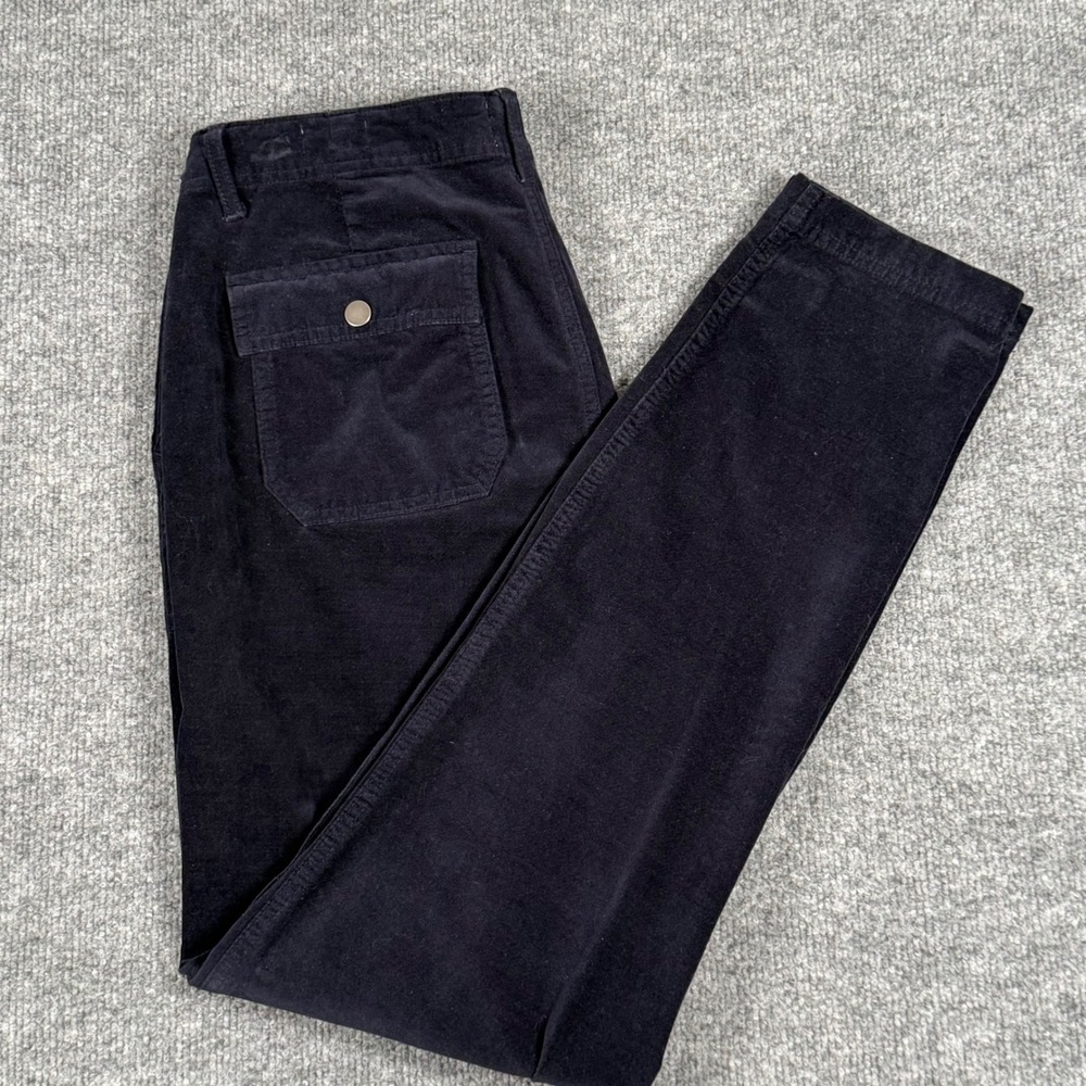 Retro GAP 10T Skinny Ankle Corduroy Velvet Velour Pants Navy Blue Tapestry 34x31